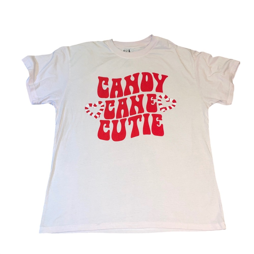 Isaac Morris Candy Cane Cutie Holiday Graphic T-Shirt White XL